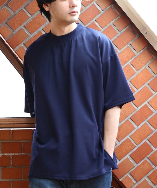 ８(eight)（エイト）の「モックネックワイドシルエットTシャツ（Tシャツ/カットソー・メンズ・ブラック/グレー系その他/ネイビー/ライトブラウン・LARGE/MEDIUM/X-LARGE）」の4枚目の写真
