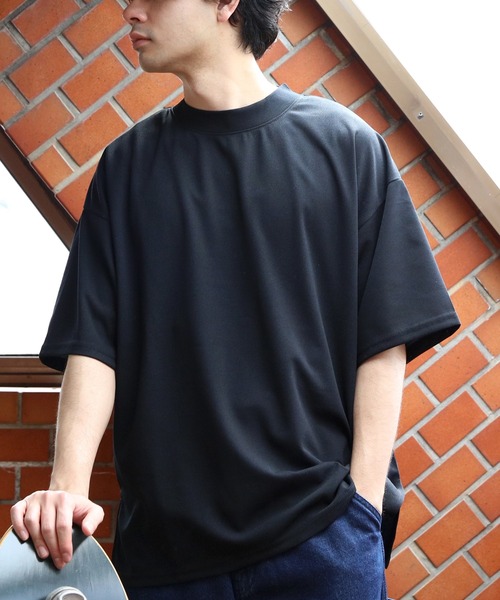８(eight)（エイト）の「モックネックワイドシルエットTシャツ（Tシャツ/カットソー・メンズ・ブラック/グレー系その他/ネイビー/ライトブラウン・LARGE/MEDIUM/X-LARGE）」の2枚目の写真