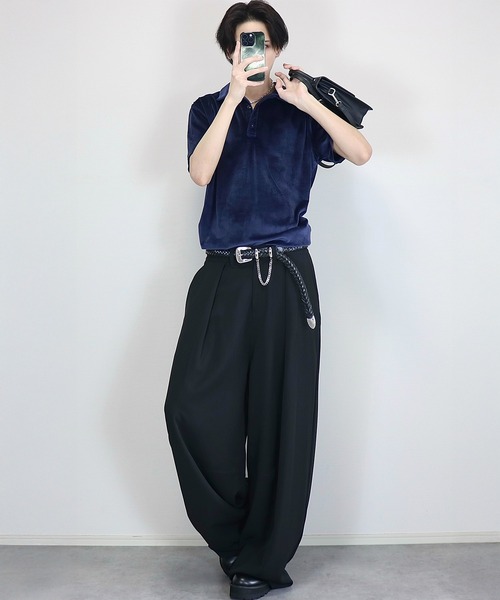 Loose/ルース(ルース)の「ドレープ バギーワイドタックスラックス(スラックス・メンズ・チャコールグレー/ブラック・XS/S/M/L)」の15枚目の写真