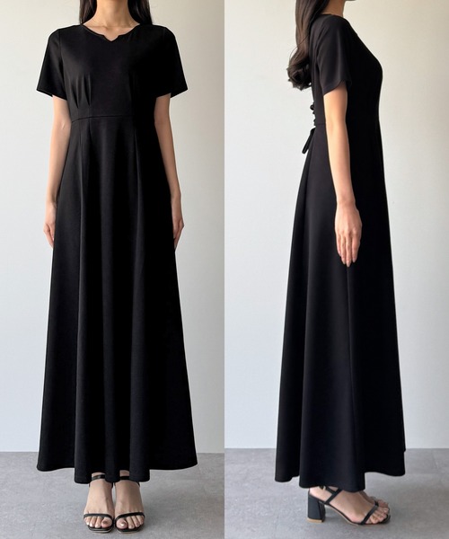 セール】バックレースアップフレアカットワンピース[高身長サイズMT/低