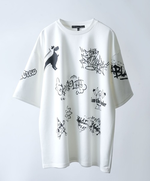 Starting Over(スターティングオーバー)の「graff print T-shirt/グラフ プリント Tシャツ(Tシャツ/カットソー・メンズ・オフホワイト/サックスブルー/ブラック・M/L)」の2枚目の写真