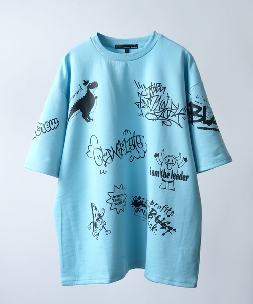 Starting Over(スターティングオーバー)の「graff print T-shirt/グラフ プリント Tシャツ(Tシャツ/カットソー・メンズ・オフホワイト/サックスブルー/ブラック・M/L)」の1枚目の写真
