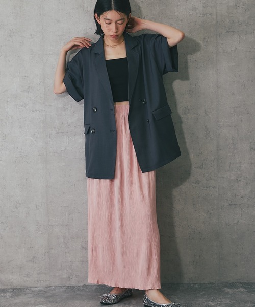 ANOTHER S（アナザーエス）の「ヘザーエステルハーフスリーブジャケット（テーラードジャケット・レディース・ベージュ/ブラウン/ブラック/アイボリー/チャコールグレー・FREE）」の22枚目の写真