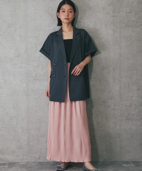 ANOTHER S（アナザーエス）の「ヘザーエステルハーフスリーブジャケット（テーラードジャケット・レディース・ベージュ/ブラウン/ブラック/アイボリー/チャコールグレー・FREE）」の17枚目の写真