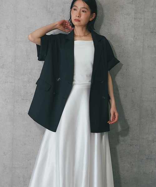 ANOTHER S（アナザーエス）の「ヘザーエステルハーフスリーブジャケット（テーラードジャケット・レディース・ベージュ/ブラウン/ブラック/アイボリー/チャコールグレー・FREE）」の11枚目の写真