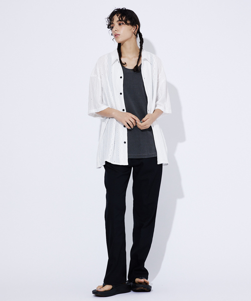 Revo.（レボ）の「【Revo./レボ】Relax Fit /リラックスフィット /Sheer Jacquard/シアージオメストライプシャツ/ユニセックス（シャツ/ブラウス・メンズ・ホワイト/ブラウン/ブラック・L/M）」の22枚目の写真