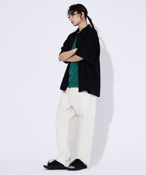 Revo.（レボ）の「【Revo./レボ】Relax Fit /リラックスフィット /Sheer Jacquard/シアージオメストライプシャツ/ユニセックス（シャツ/ブラウス・メンズ・ホワイト/ブラウン/ブラック・L/M）」の6枚目の写真