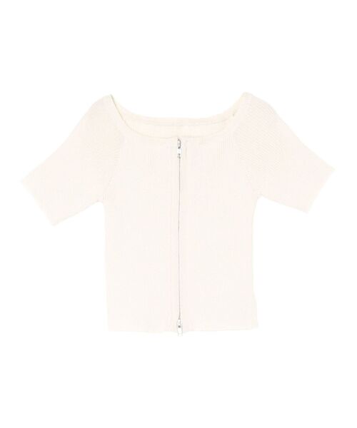 EVRIS(エヴリス)の「フロントジップハーフスリーブオフショルトップス(Tシャツ/カットソー・レディース・ブラック/ブルー/レッド/ホワイト・FREE)」の15枚目の写真