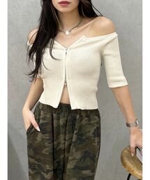 tシャツ ハーフZIPオフショルカットトップス レディース afxn2175_m01.jpg