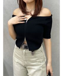 tシャツ ハーフZIPオフショルカットトップス レディース afxn2175_m01.jpg