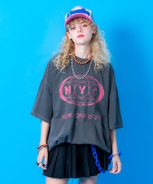 a.p.o.v. NYCプリントピグメントオーバーサイズTシャツ