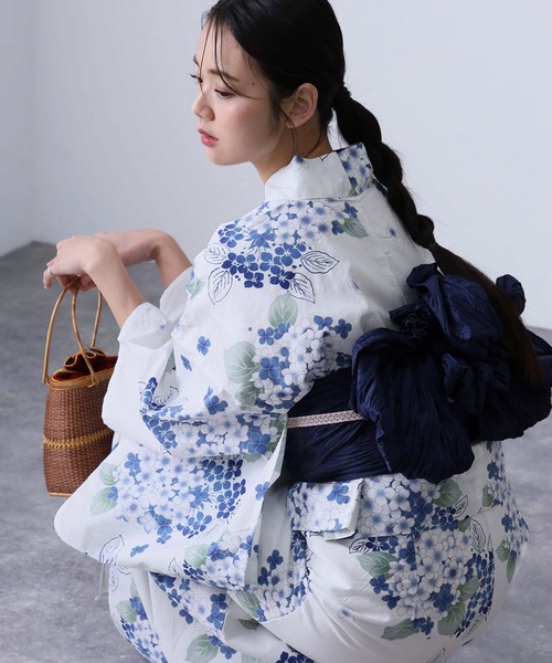 二部式浴衣のみ　綿麻　紫陽花　オンワード樫山　注染 5010105611_2d03fbb0-3f64-49dd-
