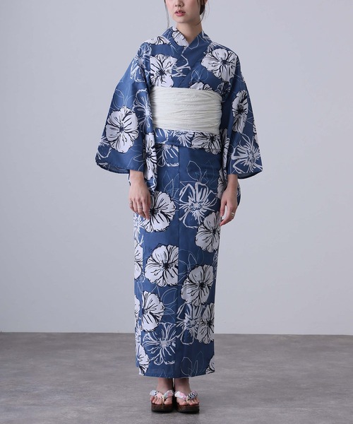 二部式浴衣のみ　綿麻　紫陽花　オンワード樫山　注染 5010105611_2d03fbb0-3f64-49dd-
