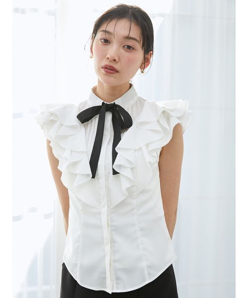 SNIDEL（スナイデル）の「フリルボウタイブラウス（シャツ/ブラウス・レディース・グレー/ホワイト/ブラック・F）」の12枚目の写真