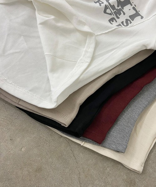 non-hedge(ノンヘッジ)の「切替ロゴレースアップショート丈Tシャツ(Tシャツ/カットソー・レディース・ベージュ/ワインレッド/ブラック/アイボリー/グレー/オフホワイト・FREE)」の15枚目の写真