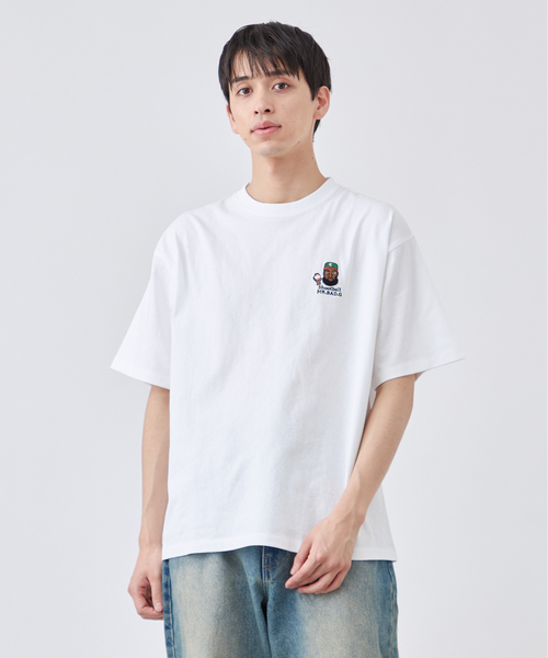 刺繍入りTシャツ ベースボール モジャ サガラ刺繍 半袖Tシャツ（Tシャツ