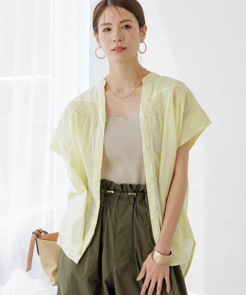 Elura（エルーラ）の「ボイルギャザーブラウス/321639（シャツ/ブラウス・レディース・ブルー/ライトイエロー/ブラック/オレンジ・FREE）」の4枚目の写真