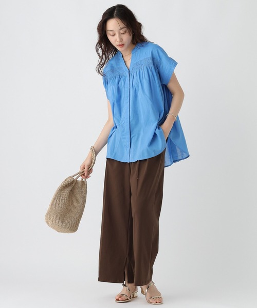 Elura（エルーラ）の「ボイルギャザーブラウス/321639（シャツ/ブラウス・レディース・ブルー/ライトイエロー/ブラック/オレンジ・FREE）」の6枚目の写真