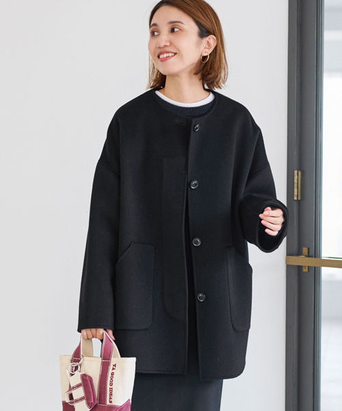≪WEB限定追加≫ハミルトンリバークルーネックコート（ノーカラー
