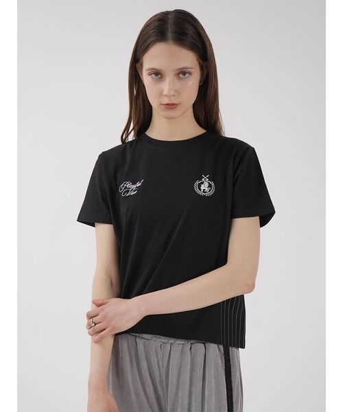 :ETHROF(イーサオブ)の「LOGO CROPPED T-SHIRT(Tシャツ/カットソー・レディース・オフホワイト/ブラック・FREE)」の5枚目の写真