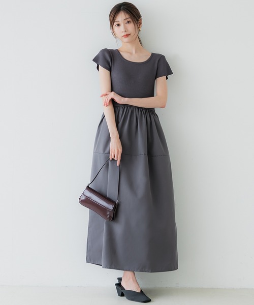 セール】ニットドッキング ワンピース（ワンピース）｜coca