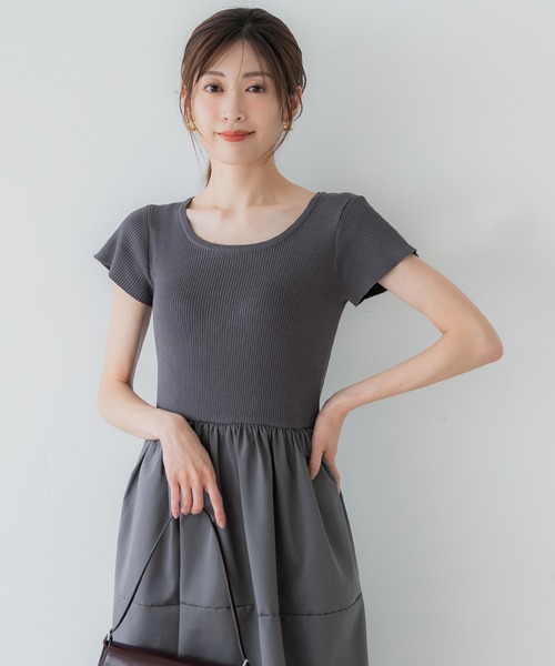 coca(coca)(コカ)の「ニットドッキング ワンピース(ワンピース・レディース・チャコール/ブラック・M/L/S)」の15枚目の写真