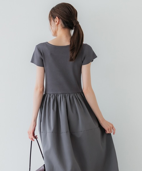 ニットドッキングワンピース checkered×knit docking one piece – BUNNY APARTMENT