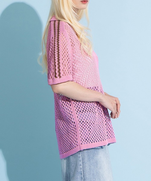 PUNYUS（プニュズ）の「2ラインメッシュトップス（Tシャツ/カットソー・レディース・サックスブルー/ブラック/ピンク・1/2/3/4）」の17枚目の写真