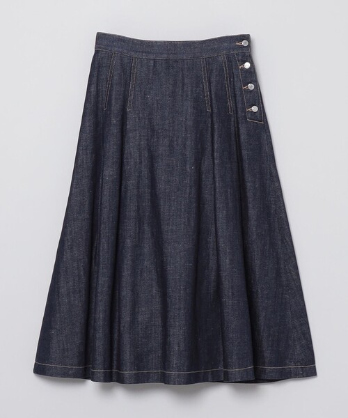 MACKINTOSH PHILOSOPHY(マッキントッシュ フィロソフィー)の「コットンリネンデニムタックプリーツスカート(デニムスカート・レディース・ブルー/ダークネイビー・40/38/36/34)」の2枚目の写真
