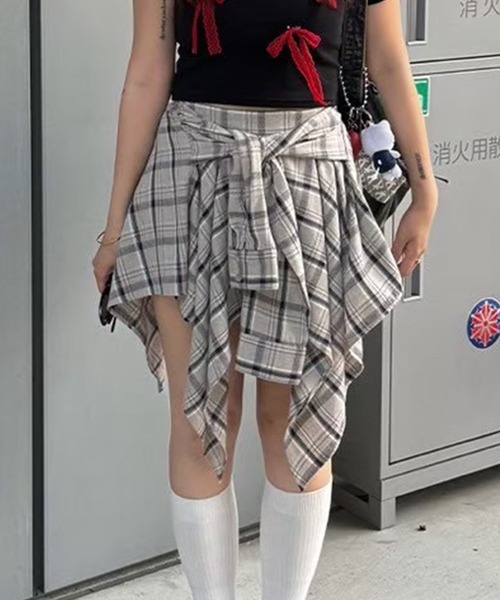 アシンメトリーチェックミニスカート（スカート）｜ACLENT（アクレント