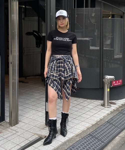 アシンメトリーチェックミニスカート（スカート）｜ACLENT（アクレント