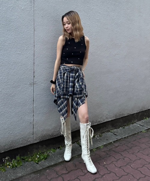 アシンメトリーチェックミニスカート（スカート）｜ACLENT（アクレント