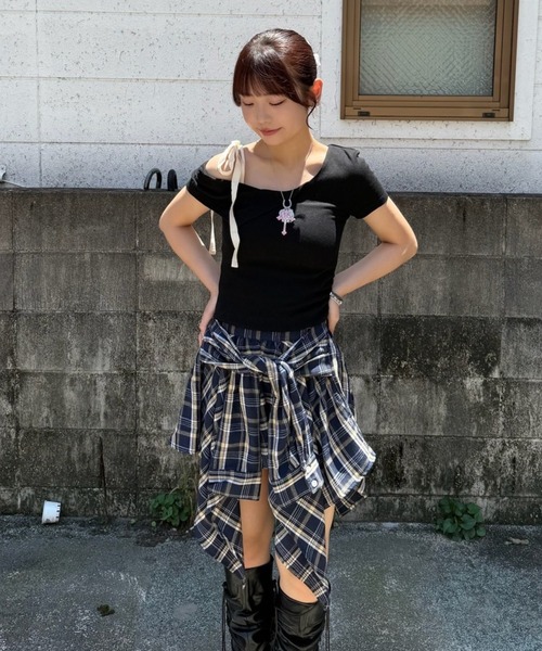 セール】アシンメトリーチェックミニスカート（スカート）｜ACLENT