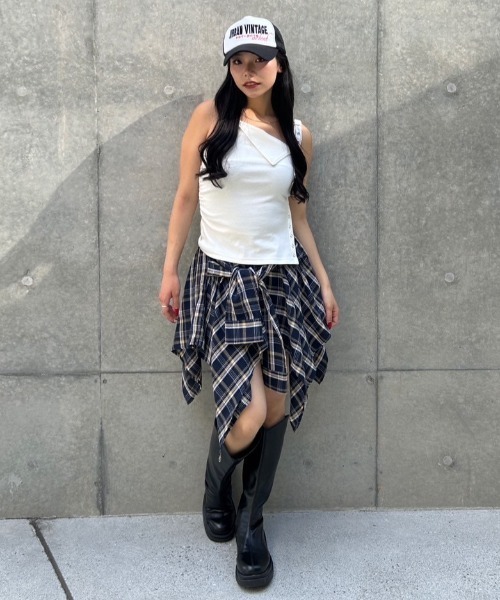 アシンメトリーチェックミニスカート（スカート）｜ACLENT（アクレント