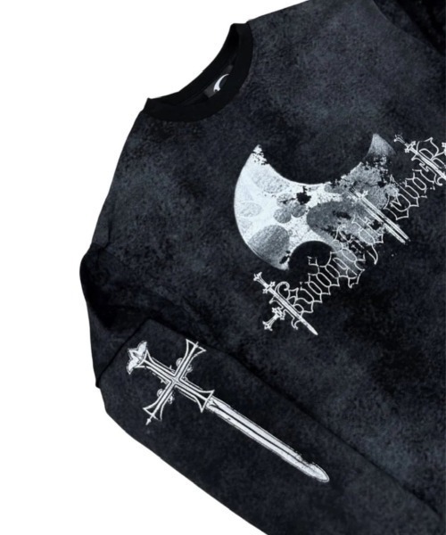 COZY WORLDWIDE（コージーワールドワイド）の「【Cozy world Wide】KNIGHT CLUB WAXED LONGSLEEVE / 【コージーワールドワイド】ムーンソードプリントウォッシュ長袖Tシャツ（Tシャツ/カットソー・メンズ・ブラック・M）」の8枚目の写真