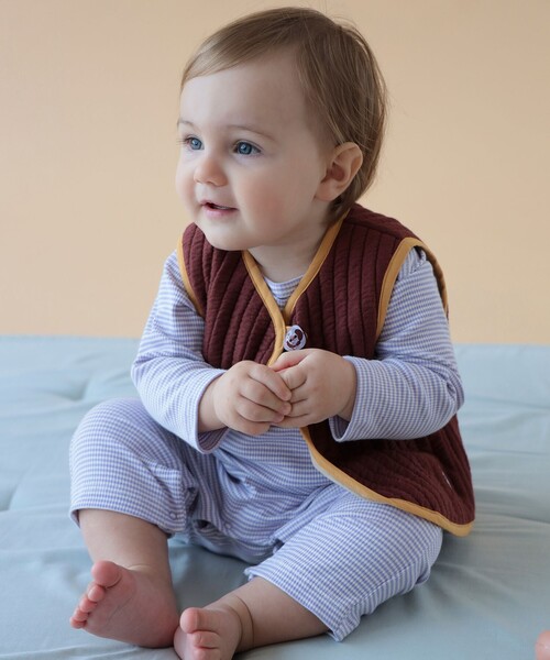 こども ビームス（コドモビームス）の「ベビー キルティング ベスト 2025FW（50～70cm）（ベスト・キッズ・レッド系その他7/サックスブルー・ONE SIZE）」の3枚目の写真