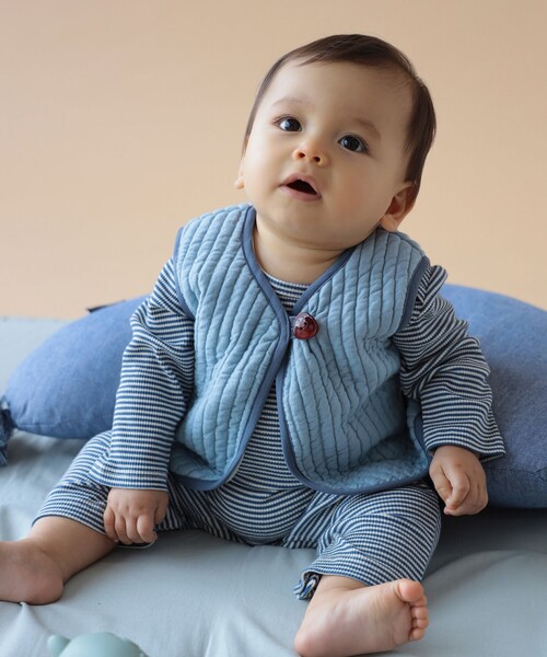 こども ビームス（コドモビームス）の「ベビー キルティング ベスト 2025FW（50～70cm）（ベスト・キッズ・レッド系その他7/サックスブルー・ONE SIZE）」の4枚目の写真