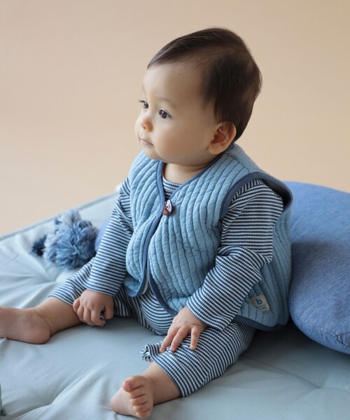 こども ビームス（コドモビームス）の「ベビー キルティング ベスト 2025FW（50～70cm）（ベスト・キッズ・レッド系その他7/サックスブルー・ONE SIZE）」の5枚目の写真