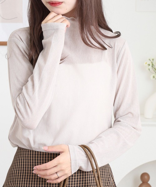 BRODIAEA(ブローディア)の「BRODIAEA シアーチュール 長袖メロウインナー(Tシャツ/カットソー・レディース・ベビーピンク/ブラック/グレー/ブルー/オフホワイト/ライム/インディゴブルー/コーラル/ベージュ・40)」の17枚目の写真