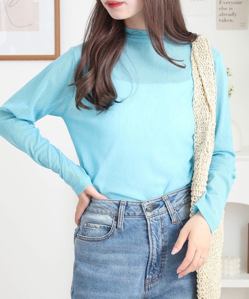 BRODIAEA(ブローディア)の「BRODIAEA シアーチュール 長袖メロウインナー(Tシャツ/カットソー・レディース・ベビーピンク/ブラック/グレー/ブルー/オフホワイト/ライム/インディゴブルー/コーラル/ベージュ・40)」の22枚目の写真