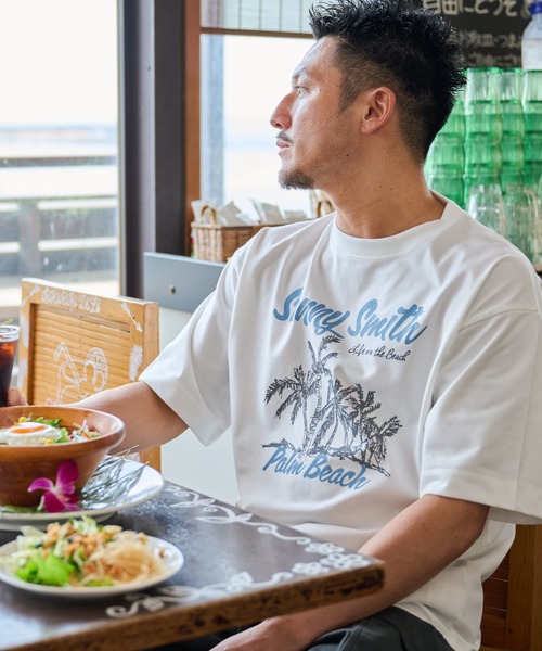 Sunny Smith(サニースミス)の「11.6ウルトラヘビーオンス Heavy SmithPalm Beach プリントTシャツ(Tシャツ/カットソー・メンズ・オフホワイト/ブラック/チャコール・LARGE/MEDIUM)」の8枚目の写真