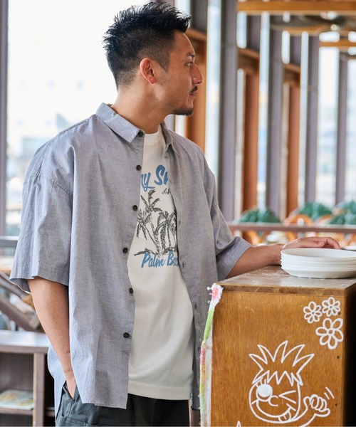 Sunny Smith(サニースミス)の「11.6ウルトラヘビーオンス Heavy SmithPalm Beach プリントTシャツ(Tシャツ/カットソー・メンズ・オフホワイト/ブラック/チャコール・LARGE/MEDIUM)」の12枚目の写真