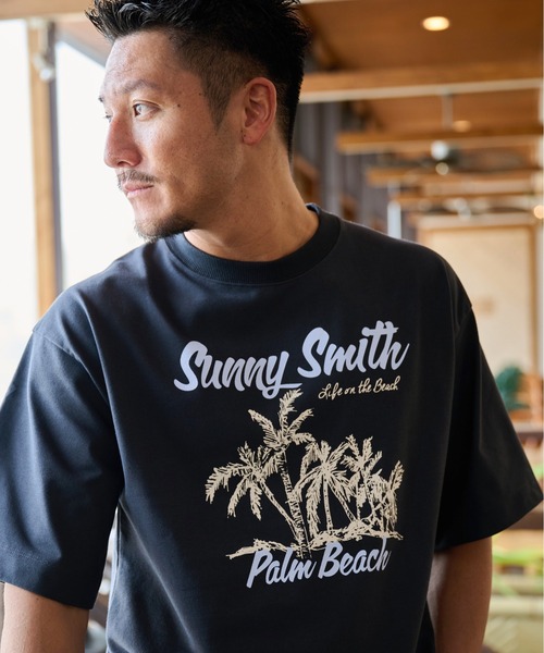 Sunny Smith(サニースミス)の「11.6ウルトラヘビーオンス Heavy SmithPalm Beach プリントTシャツ(Tシャツ/カットソー・メンズ・オフホワイト/ブラック/チャコール・LARGE/MEDIUM)」の16枚目の写真