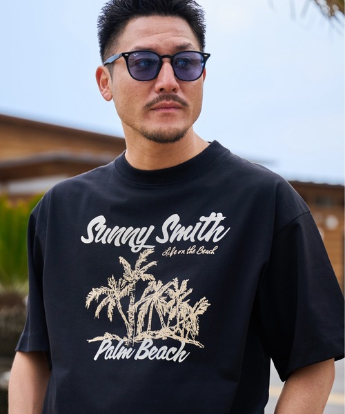 Sunny Smith(サニースミス)の「11.6ウルトラヘビーオンス Heavy SmithPalm Beach プリントTシャツ(Tシャツ/カットソー・メンズ・オフホワイト/ブラック/チャコール・LARGE/MEDIUM)」の6枚目の写真