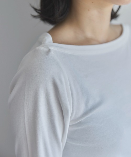 feepur(フェピュール)の「フライスボートネックロンTee(Tシャツ/カットソー・レディース・オートミール/ブラック/クリーム/オフホワイト・MEDIUM)」の12枚目の写真