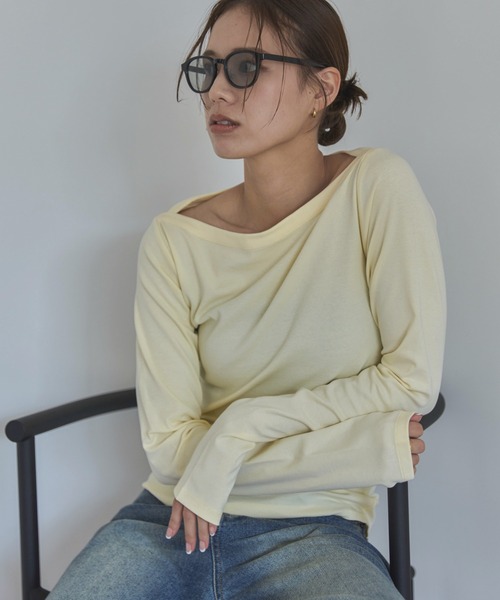 feepur(フェピュール)の「フライスボートネックロンTee(Tシャツ/カットソー・レディース・オートミール/ブラック/クリーム/オフホワイト・MEDIUM)」の18枚目の写真