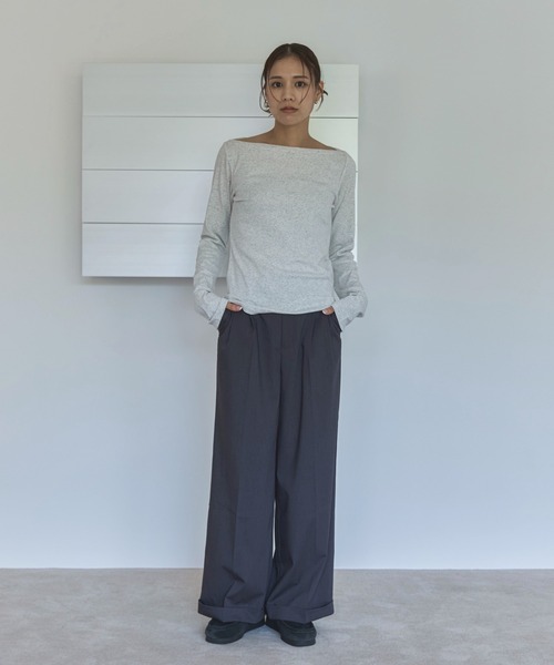 feepur(フェピュール)の「フライスボートネックロンTee(Tシャツ/カットソー・レディース・オートミール/ブラック/クリーム/オフホワイト・MEDIUM)」の20枚目の写真