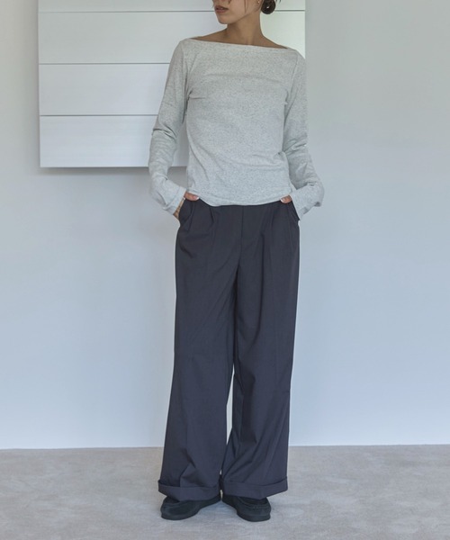 feepur(フェピュール)の「フライスボートネックロンTee(Tシャツ/カットソー・レディース・オートミール/ブラック/クリーム/オフホワイト・MEDIUM)」の19枚目の写真