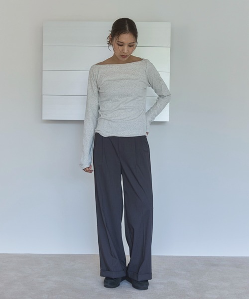 feepur(フェピュール)の「フライスボートネックロンTee(Tシャツ/カットソー・レディース・オートミール/ブラック/クリーム/オフホワイト・MEDIUM)」の22枚目の写真