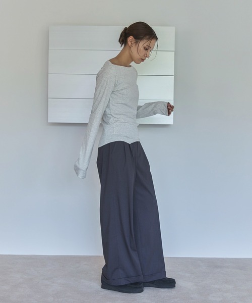 feepur(フェピュール)の「フライスボートネックロンTee(Tシャツ/カットソー・レディース・オートミール/ブラック/クリーム/オフホワイト・MEDIUM)」の21枚目の写真